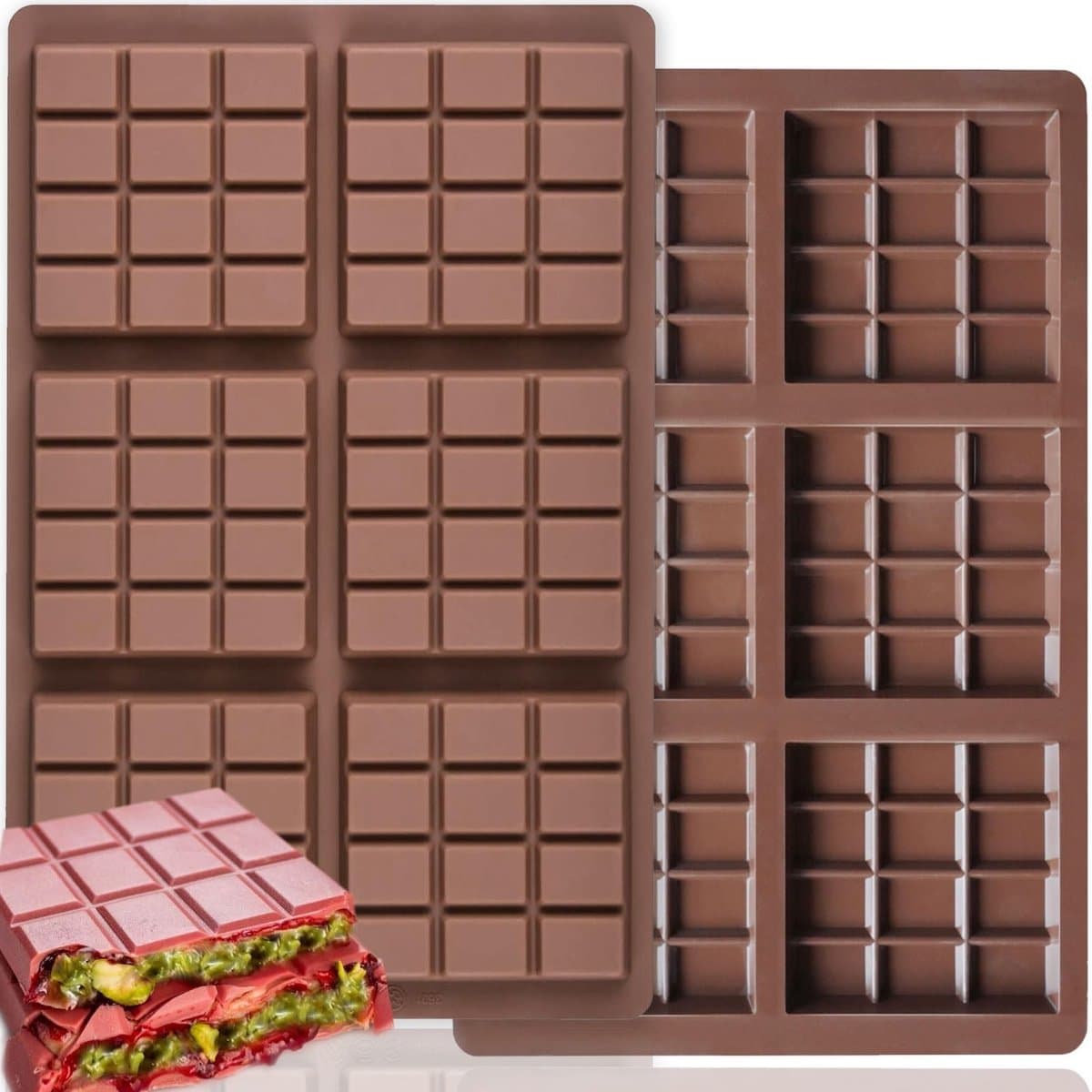 Dailygoods- Chocoladevorm 2 Stuks - Siliconen Bakvorm - Diepe Chocoladevorm - Antiaanbaklaag - Vriezer/Oven/Magnetronbestendig - Voedselveilig Siliconen