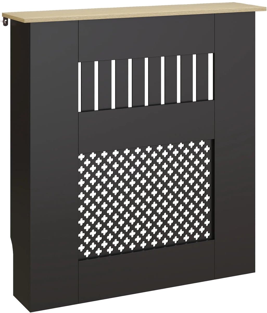 Solvix Radiatorombouw – Radiatorbekleding – Radiatorombouw Kant en Klaar – Modern Design met Latten – MDF/Melamine – 78×19×81 cm – Wit/Naturel
