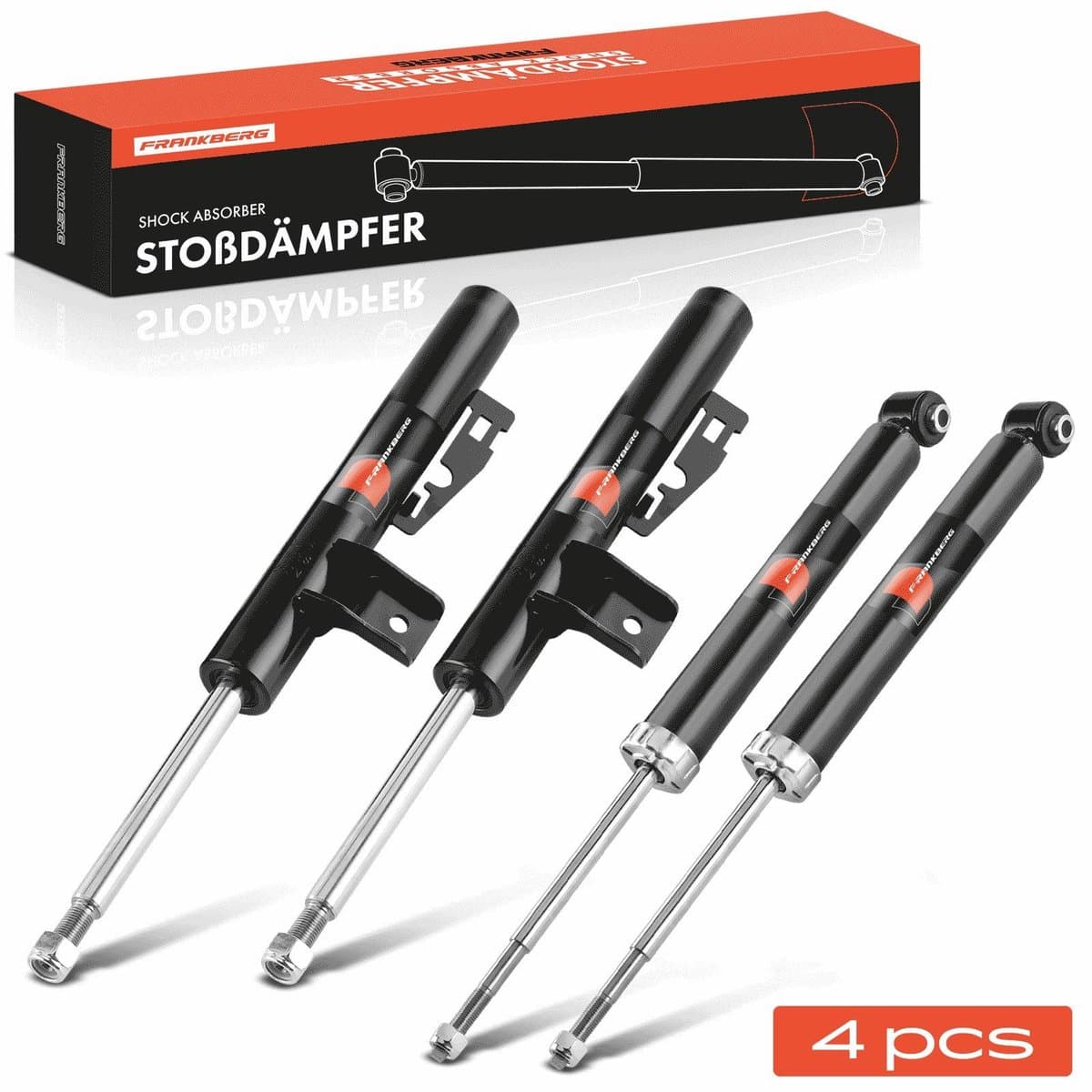 Frankberg 4x Schokdemper Gasdruk Voor Achter voor Smart Fortwo 451