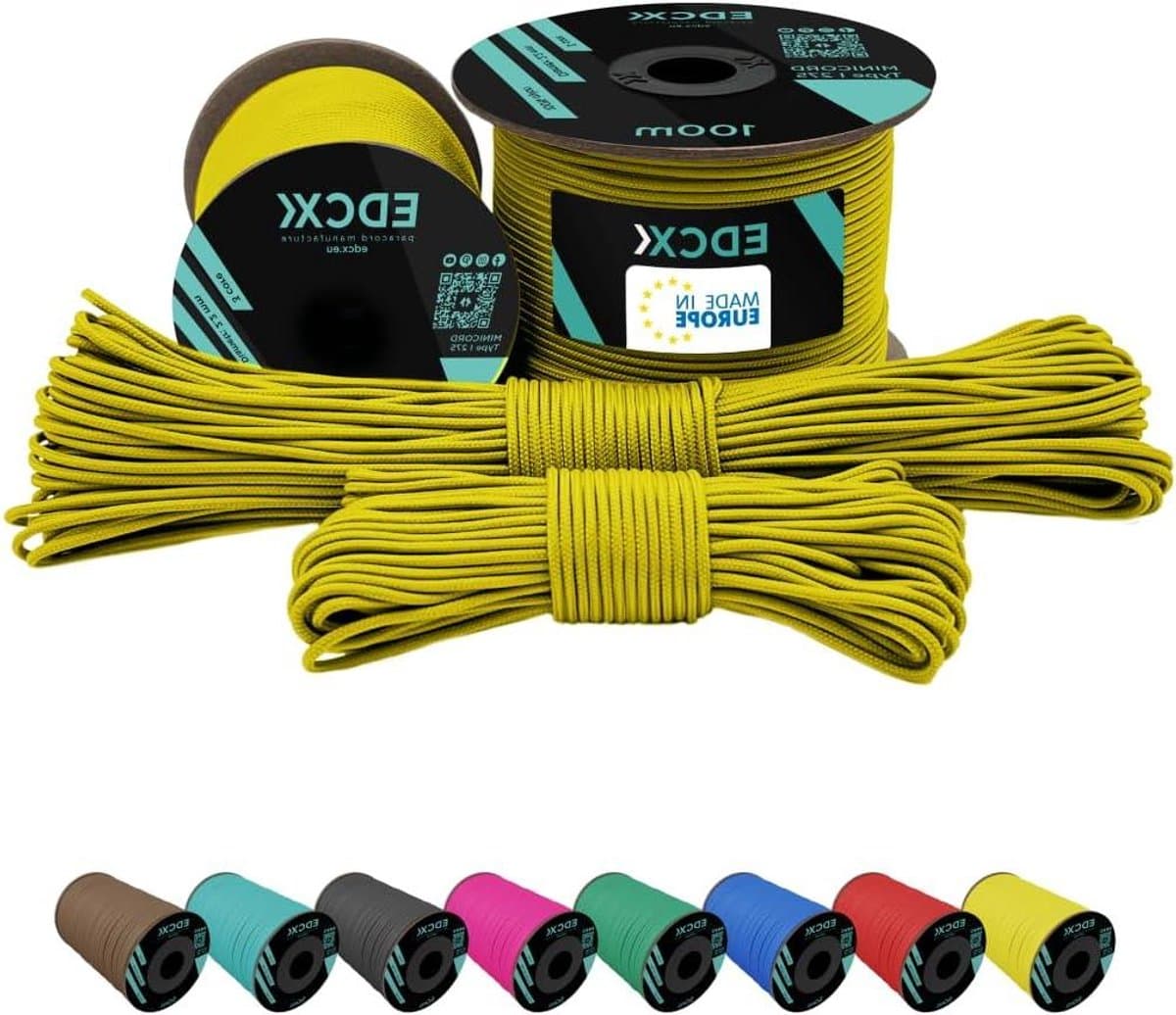 Nylon Paracord - Stevig Touw - Buitenactiviteiten Kamperen - 3-Strengs Kern - 2 mm 100 m - Geel