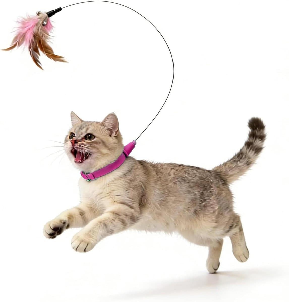 Kattenhalsband Speeltje - Interactief Kitten Speelgoed - Dagelijks Vermaak - Automatische Beweging - 15x15x8 cm - Roze