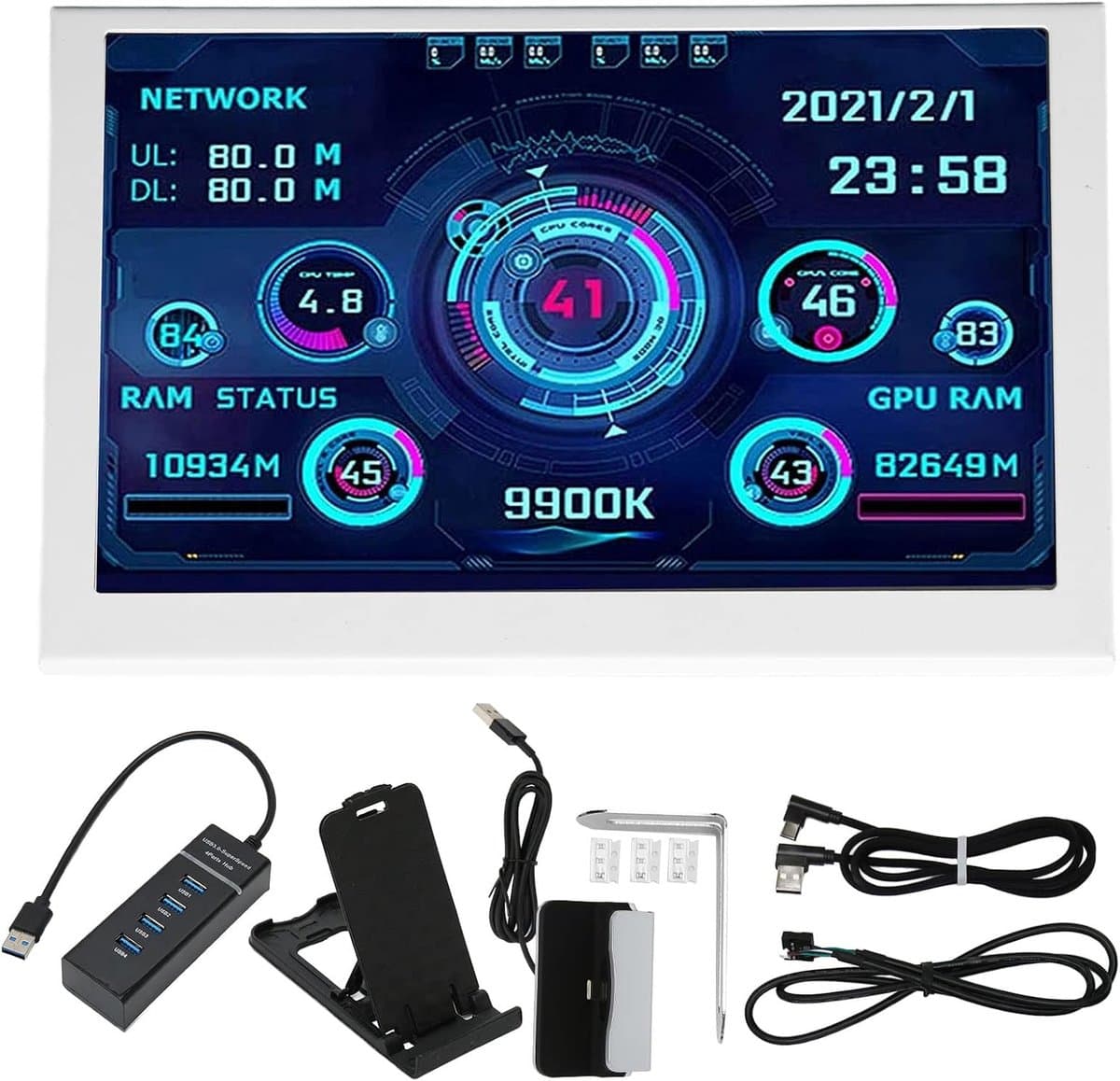 5 inch PC Mini Monitor voor CPU GPU RAM Temperatuur Data Weergave IPS USB Sensor Paneel