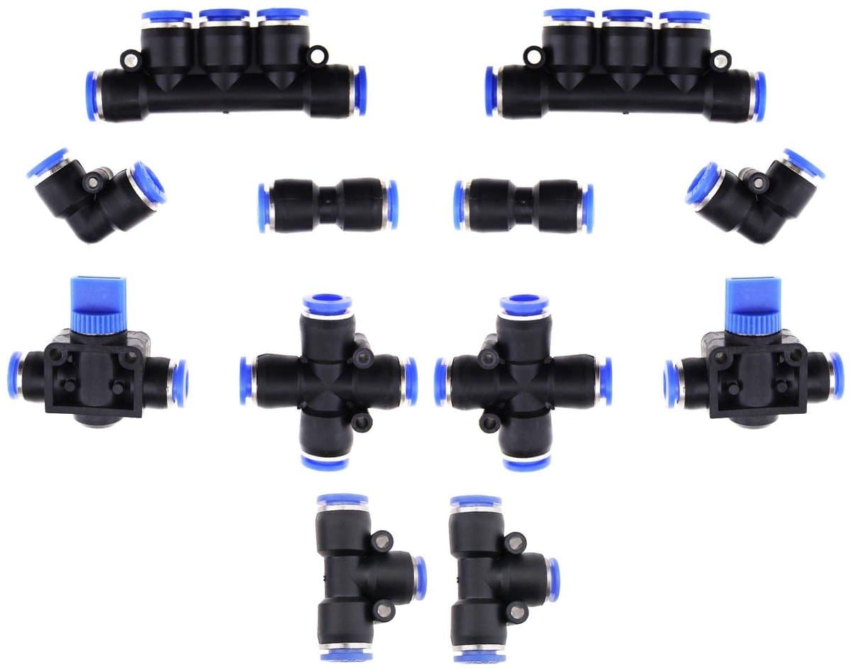 NTH products - Pneumatische Aansluitingen - 12-delige Fitting Kit - Ruimtebesparend en Flexibel - Zwart - Voor Automatisering - Professionele Toepassingen