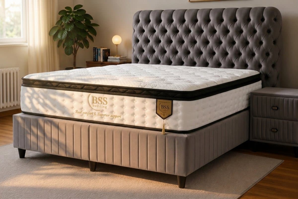 BSS Bedding Fluffy Paris - Boxspring - Boxspring met Opbergruimte - Inclusief Dekbed - 180x200 - Grijs