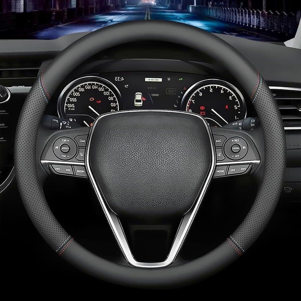 Stuurwielhoes Leer - Beschermhoes Autostuur - Interieur Verfraaien - Ademend Materiaal - Voor F60 I - Zwart