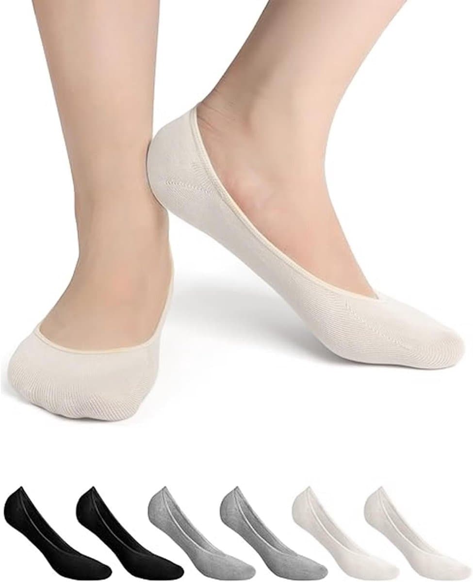 Zichtbare en Onzichtbare Sokken voor Dames - Antislip Katoenen Boot Sokken, Perfect voor Lage Hakken en Mocassins - Maat 1