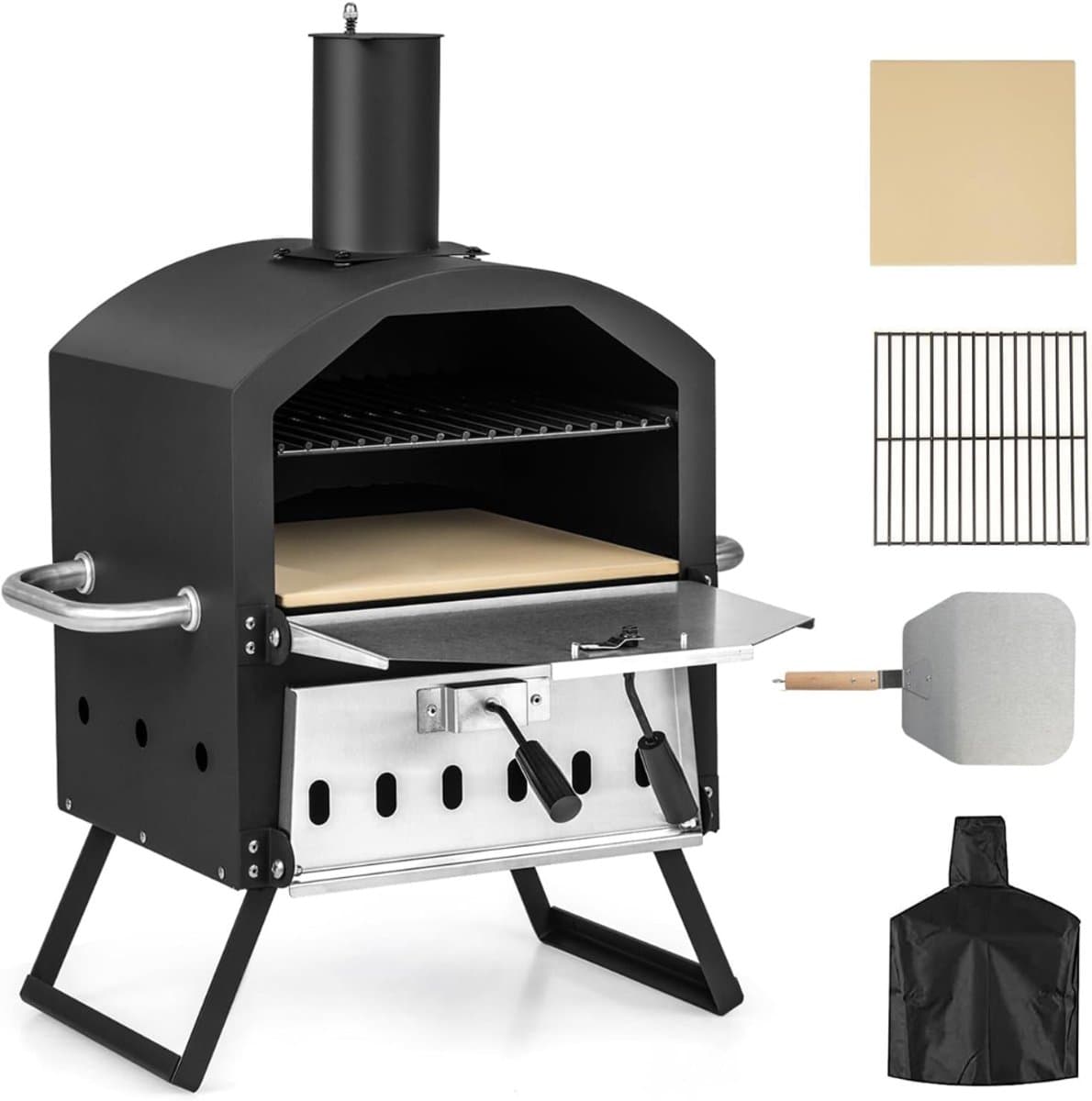 RUX® Pizza oven Buiten - Pizza oven Buiten - Pizza oven Buiten Gas - Zwart - 54cm x 31cm x 72cm