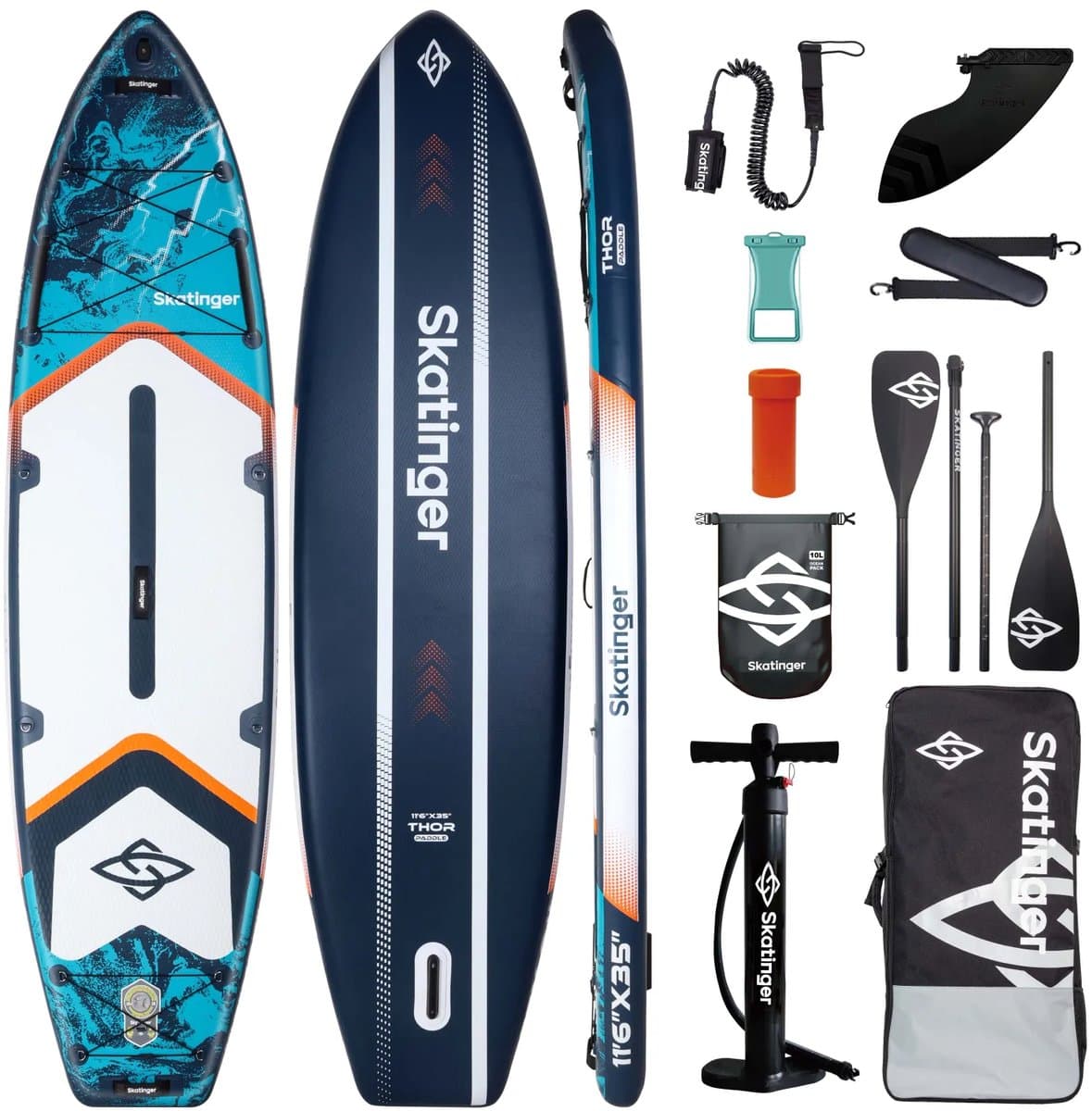 Skatinger Thor Blue Opblaasbaar Allround SUP Board – Compleet Pakket