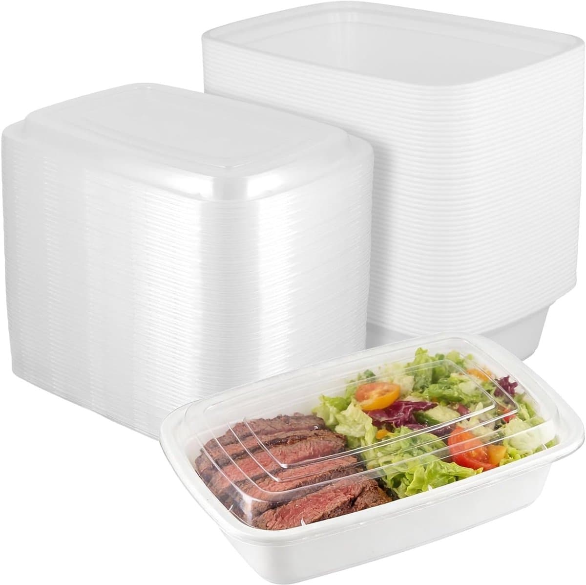 50 Stuks Plastic Maaltijd Prep Containers met Deksel, 1000ml Herbruikbare Voedselopslag, Stapelbare Lunchdozen voor Magnetron en Vriezer