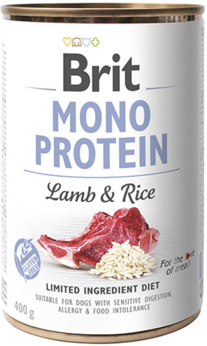 Brit Mono Protein - Natvoer voor Honden - Lam en Bruine Rijst - 12x400g