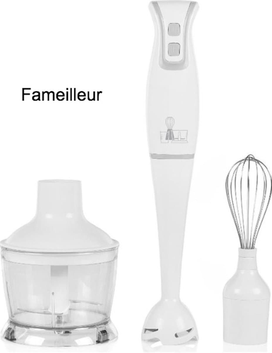 Fameilleur- Blender set -handmixer- keuken machine- 3-in-1-hand mixer- Staafmixer 3-in-1 - Staafmixerset set mixer - handblender Staaf mixer, Hakker en Garde - 4-delig - Wit