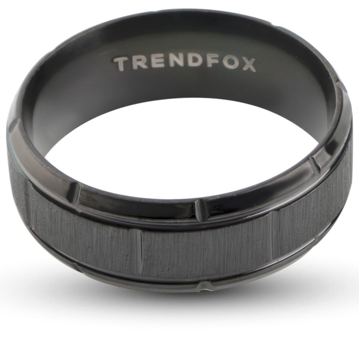 Heren Ring Zwart met Geometrisch Patroon - Staal - Papa Cadeau Voor Mannen - Vaderdag
