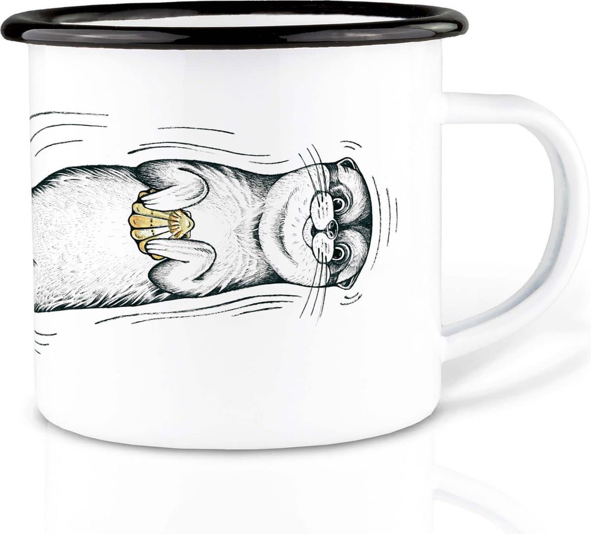 Mok emaille - otter met schelp - Ligarti