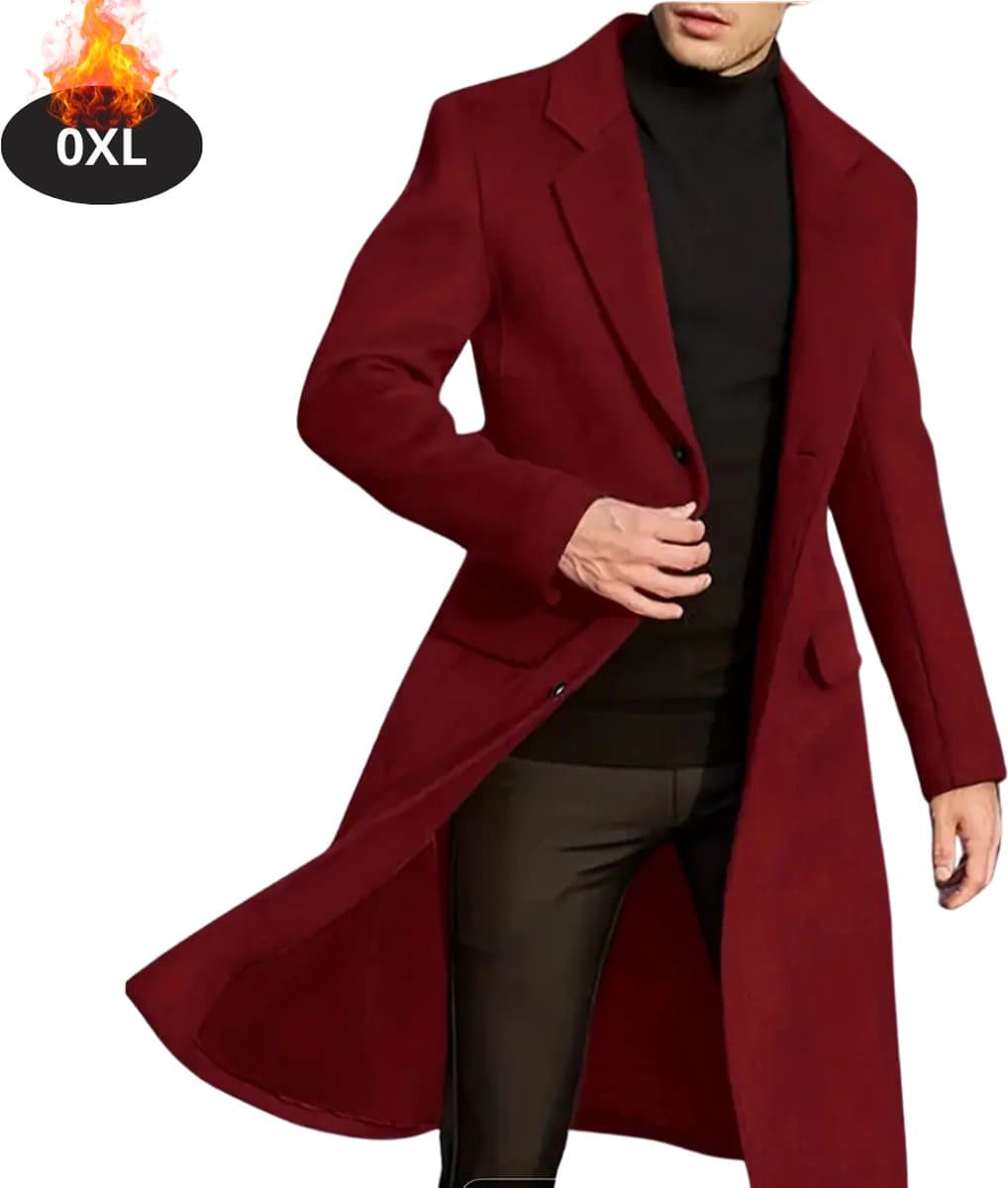 Nivard Mantel Heren - Tussenmantel - Jas - Mantelpakje - Trenchcoat - Overjas - Overcoat - Winter - Plus Size - Bordeauxrood - L