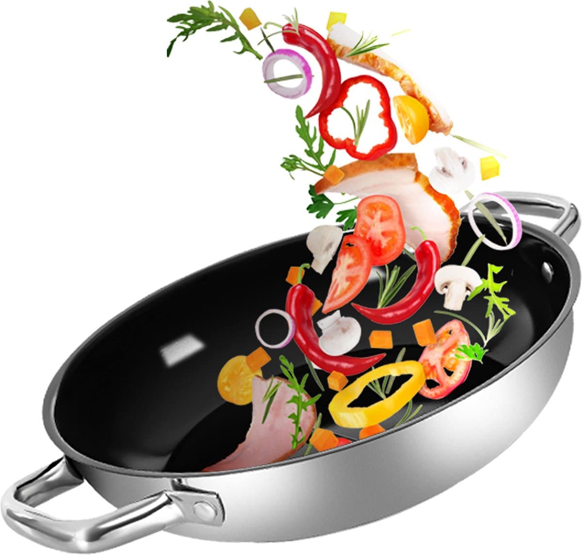 La'Moussawi ® Veelzijdige RVS Kookpan met Keramische Coating Ø 28 cm voor Inductie en Oven