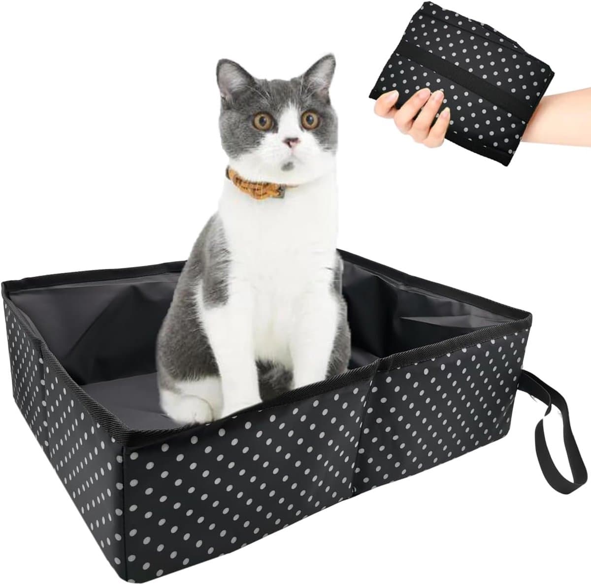 Sander Shop Reiskattenbak Opvouwbaar, Draagbare Kattenbak voor Reizen voor Kittens, Waterdicht, Gemakkelijk te Schonen, Nuttige Kattenbak voor Huisdieren Reizen, Camping, Huisgebruik, Zwart