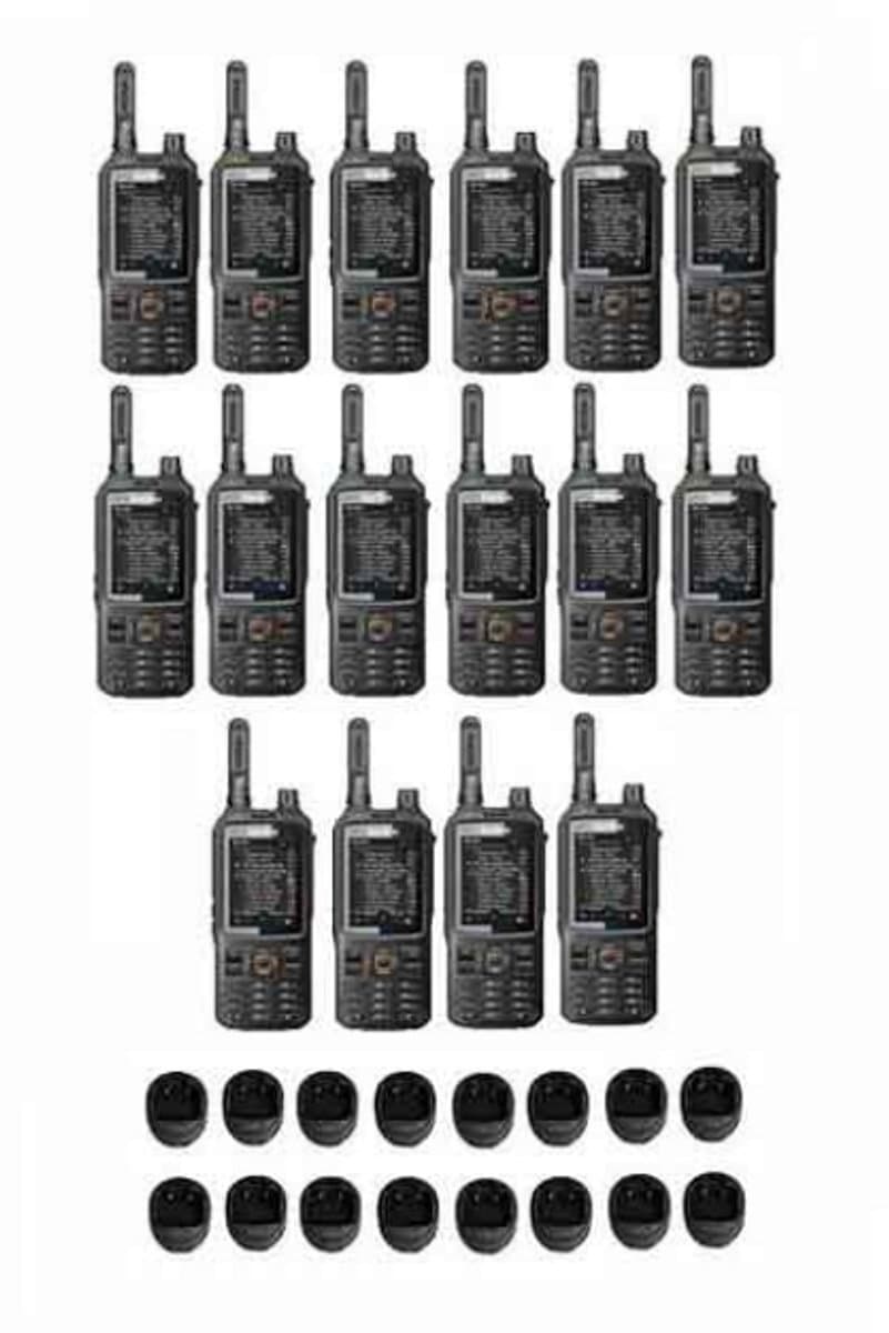 Set van 16 Inrico T320 V2 4G LTE Zello Portofoon, GPS, Wifi Smartphone, GSM, Wifi met tafellader
