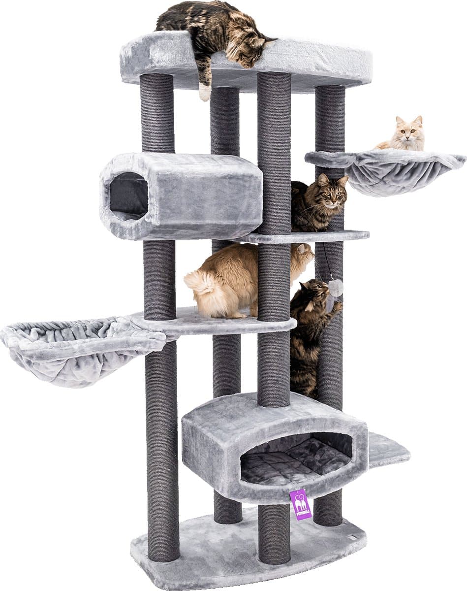 Petrebels Drive 195 Krabpaal XXL - Grijs - Design Krabmeubel - 12 cm Dikke Stammen