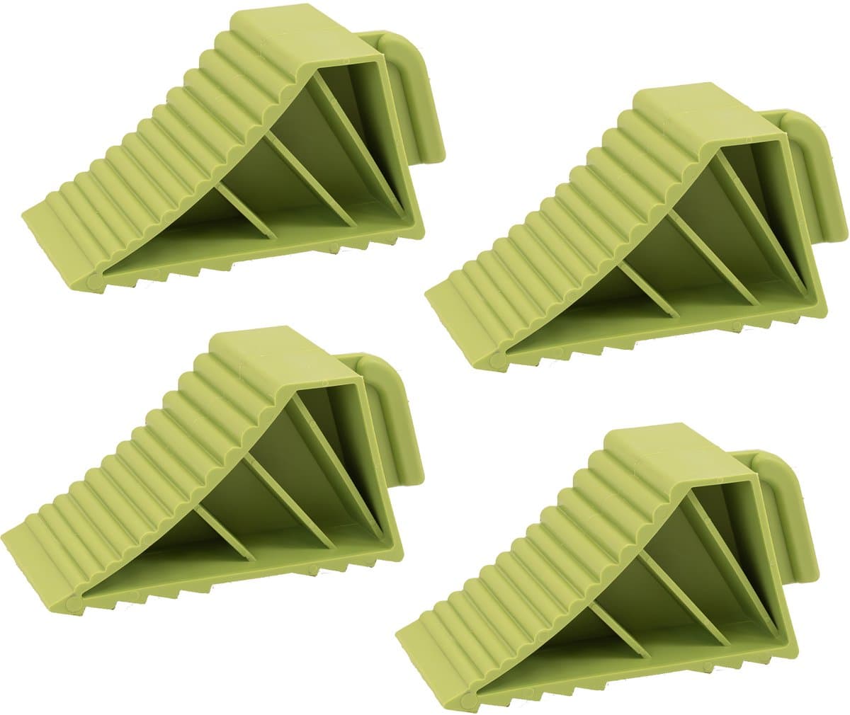 TRUTZHOLM - Wielkeg Set van 4 - Met Handvat - 21 x 8 x 10 cm - Belastbaar tot 3 Ton - Groen - Remwig voor Camper & Aanhanger