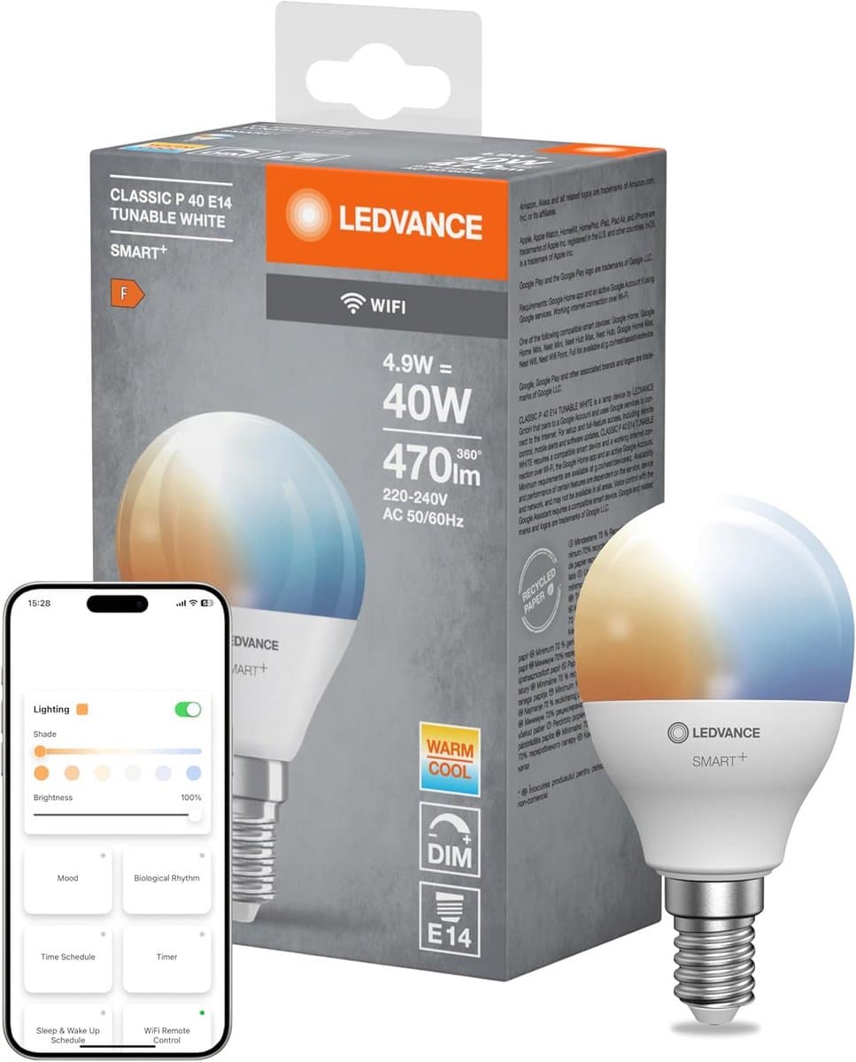 Slimme WiFi LED Lamp - Warm tot Koel Wit & Kleur - Energiezuinig - Dimbaar