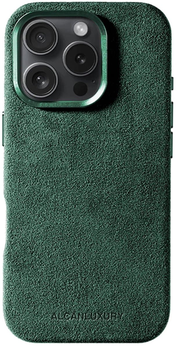 Alcanluxury Alcantara telefoonhoesje geschikt voor Apple iPhone 16 Pro Max - Midnight Green