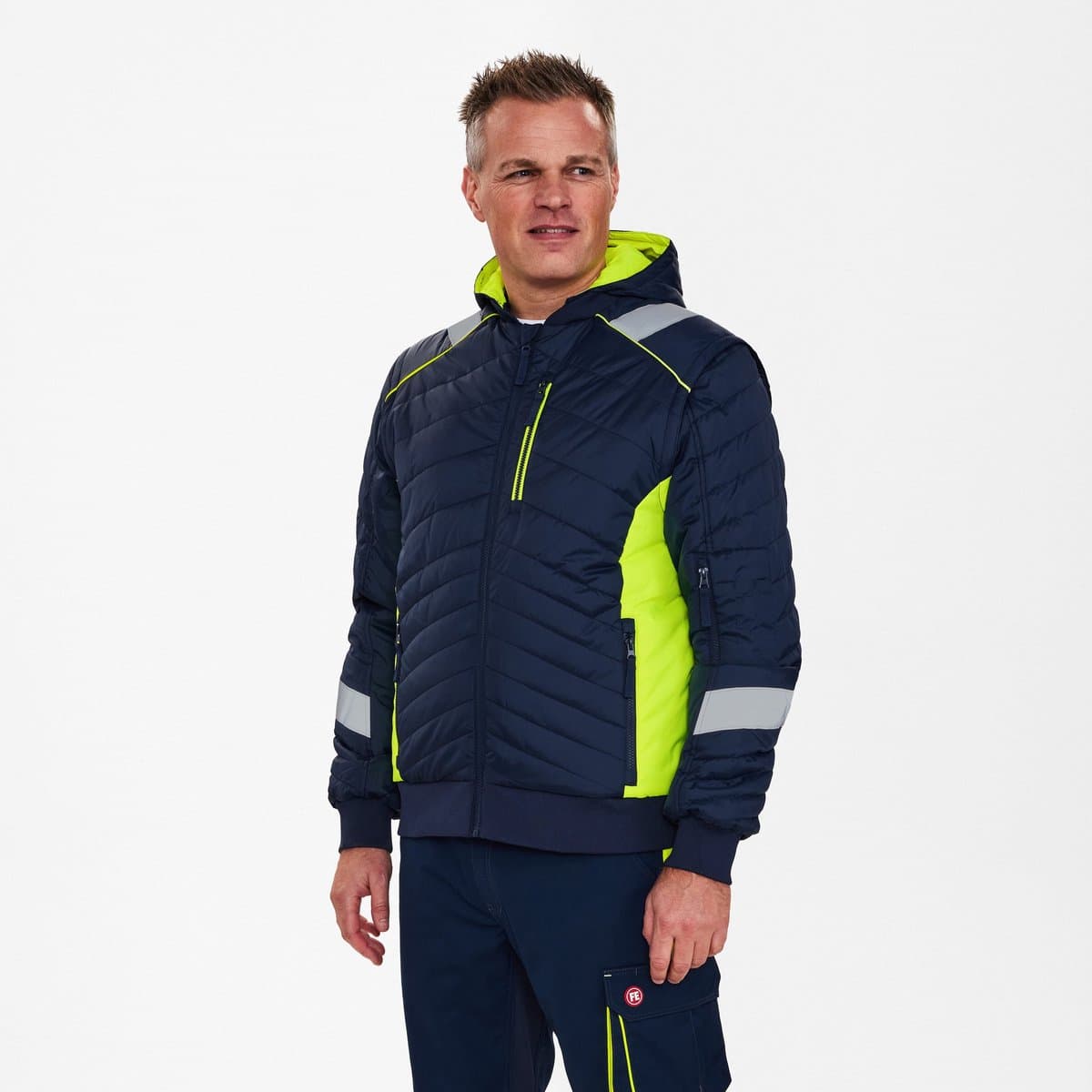 Engel Cargo gewatteerd jack 1870-224 - Blue Ink / Hi-vis Yellow - 3XL