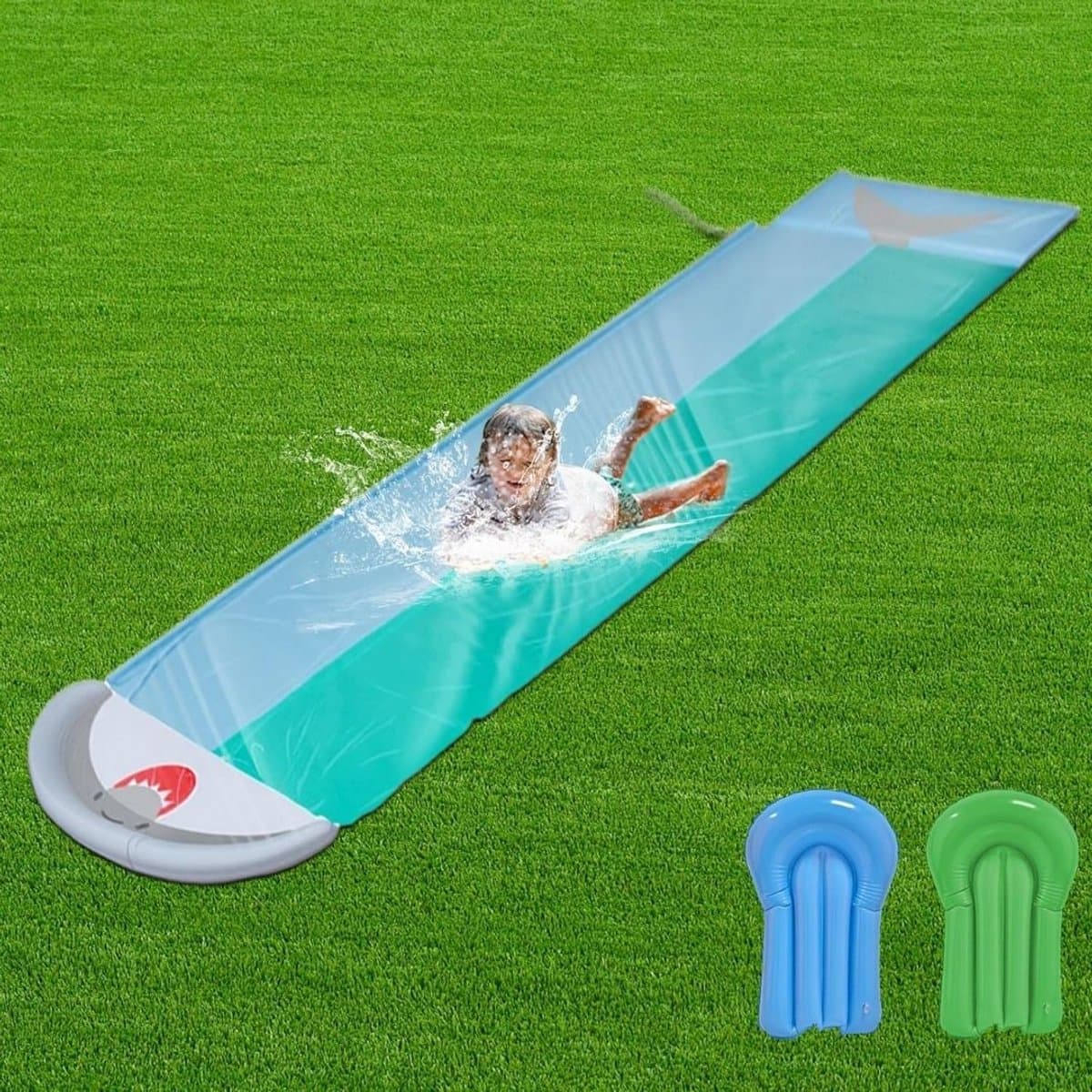 DYNA® Buikschuifbaan - Waterbaan - Waterglijbaan - Blauw en Groente - ‎488cm x 85cm x 35cm