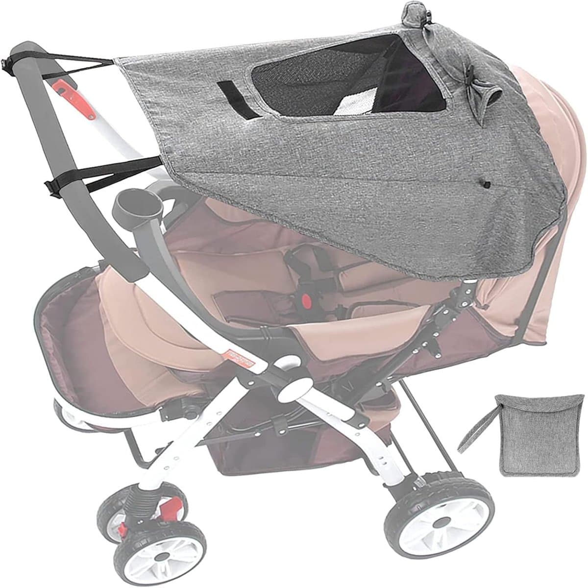 Universele zonnekap Geschikt voor kinderwagen, zonnescherm Geschikt voor kinderwagen, zonbescherming Geschikt voor kinderwagen, UV-bescherming, waterdicht.