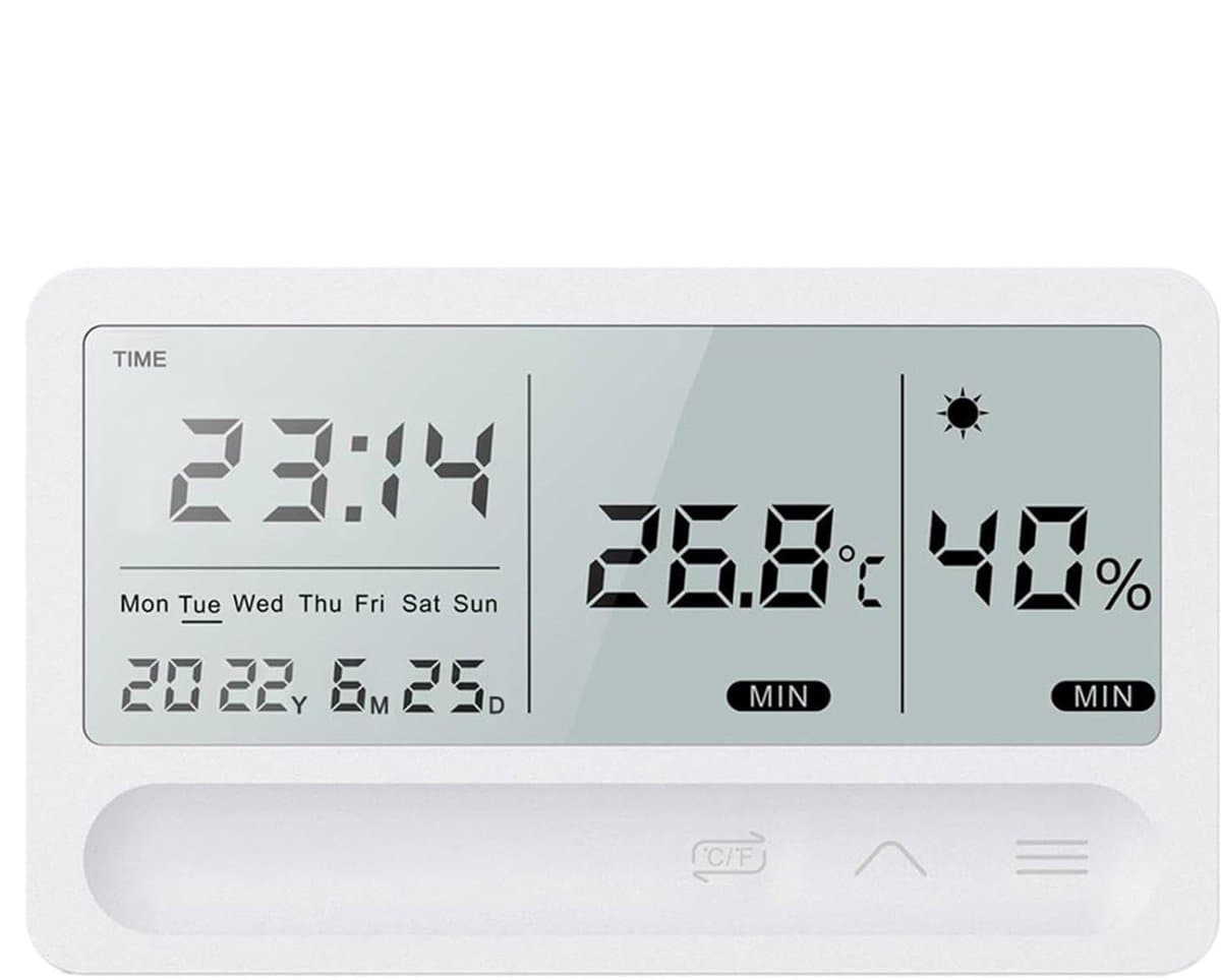 Luchtkwaliteitsmeter Interieur - Digitaal Klimaatdisplay - Binnenklimaat Monitoren - Geavanceerde Vochtbewaking - Temperatuur Vochtigheid - Wit
