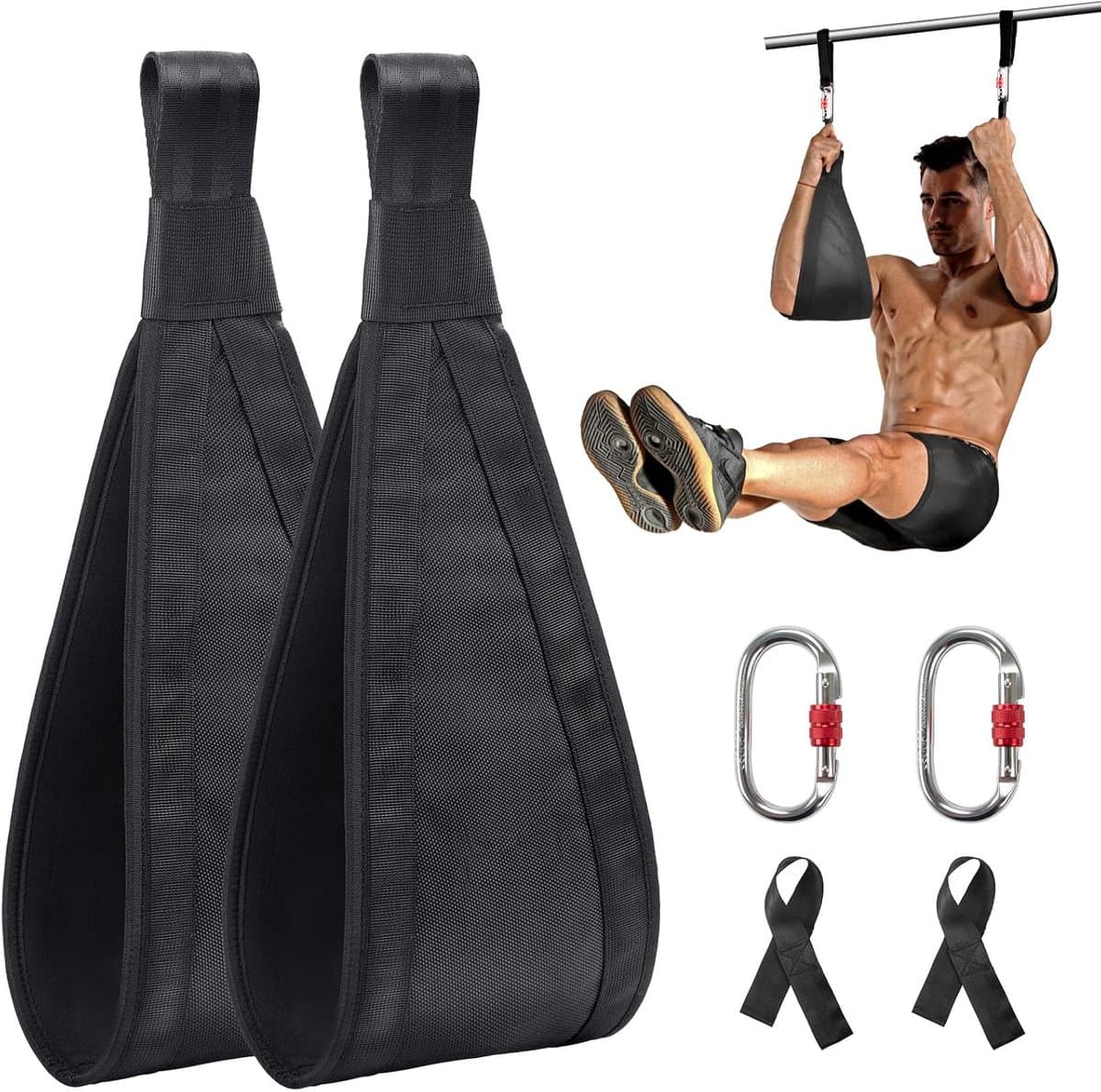 Hangende Buikbanden - Arm Banden - Core Krachttraining - Dik Gewatteerd - 19 x 19 cm - Zwart