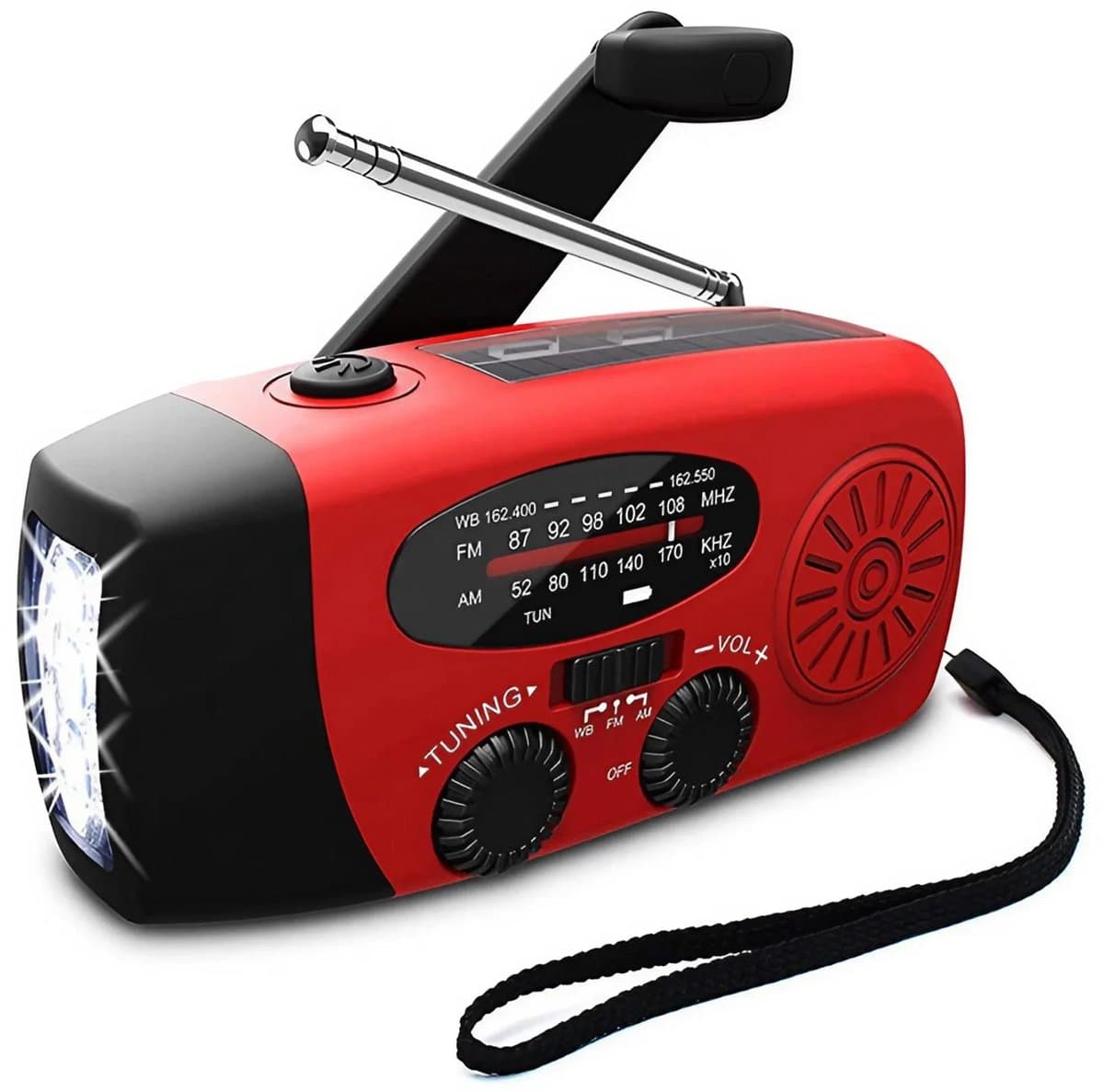 Linkforu Noodradio - Noodpakket - Draagbare radio - Noodradio's - Nood radio - Zonneenergie - Zaklamp - Batterijen - Solar - Rood