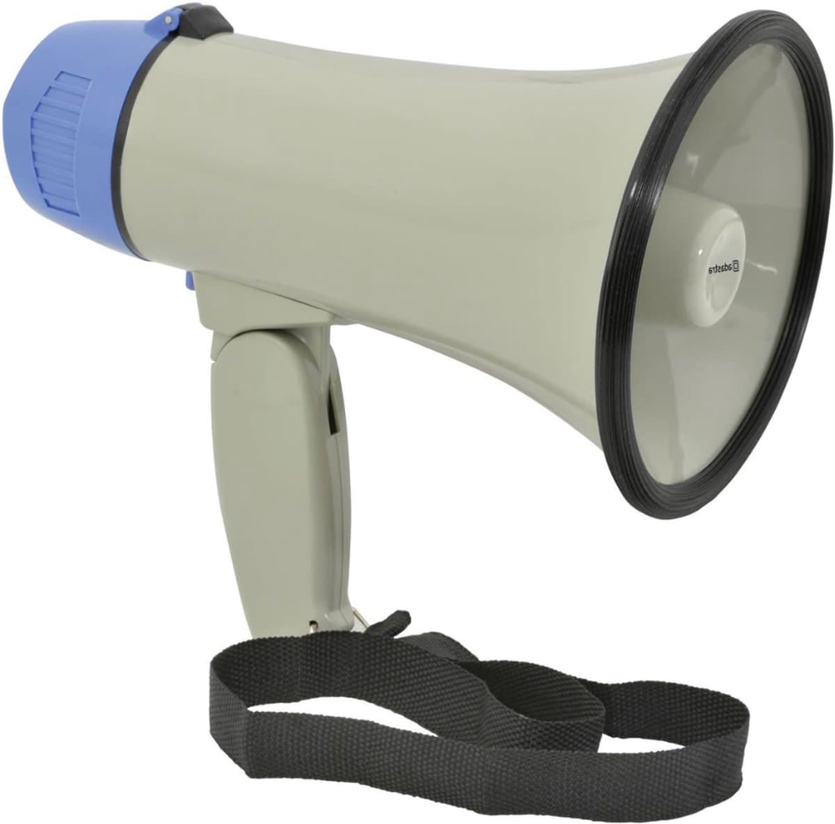 Quvo® Megafoon met Sirene – Luchthoorn Met Schouderriem – Megafoon Auto – Sirene Met Instelbaar Volume - Stemversterker - Zwart/Grijs/Blauw - ‎14 cm x 14 cm x 22 cm