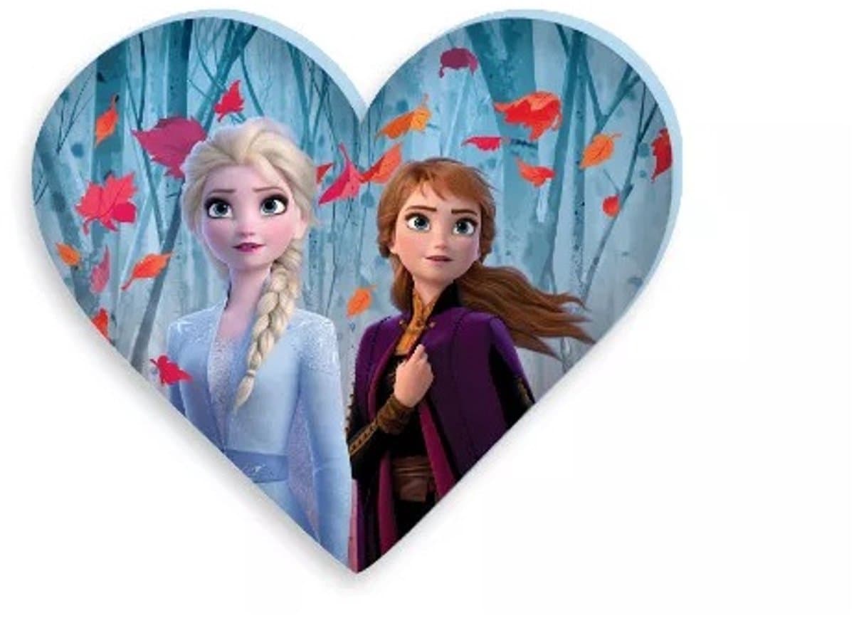 Frozen sierkussen Elsa en Anna Heart - 35 x 30 cm