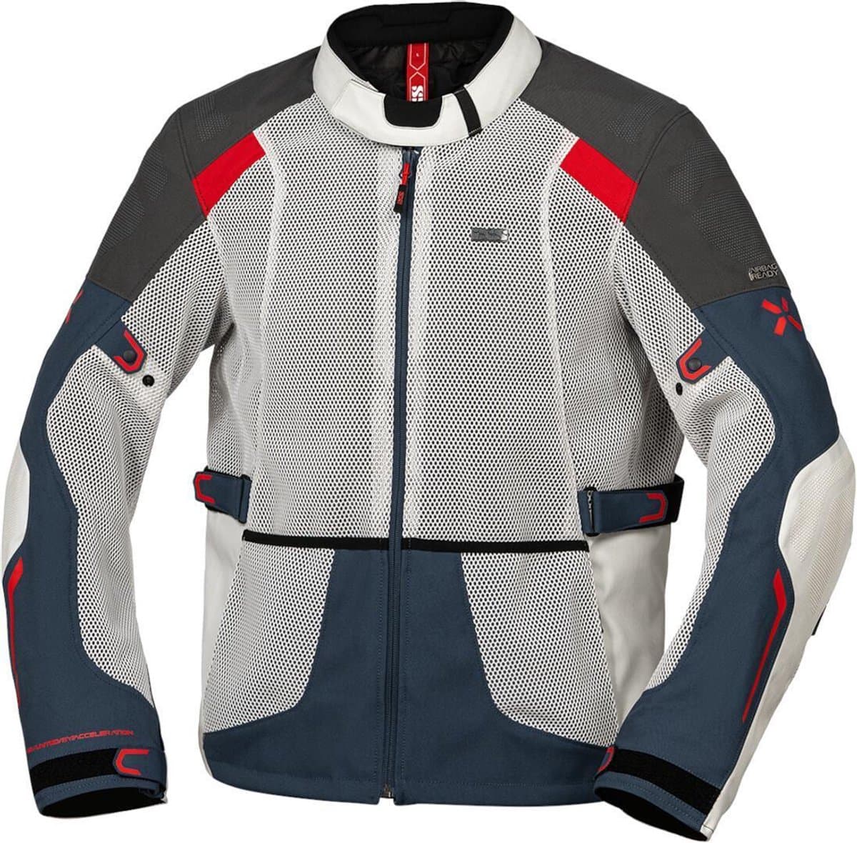 IXS Tourster-Big Air 1.0 Mesh Grijs Blauw Rood Sand Textiele Motorjas - Jas