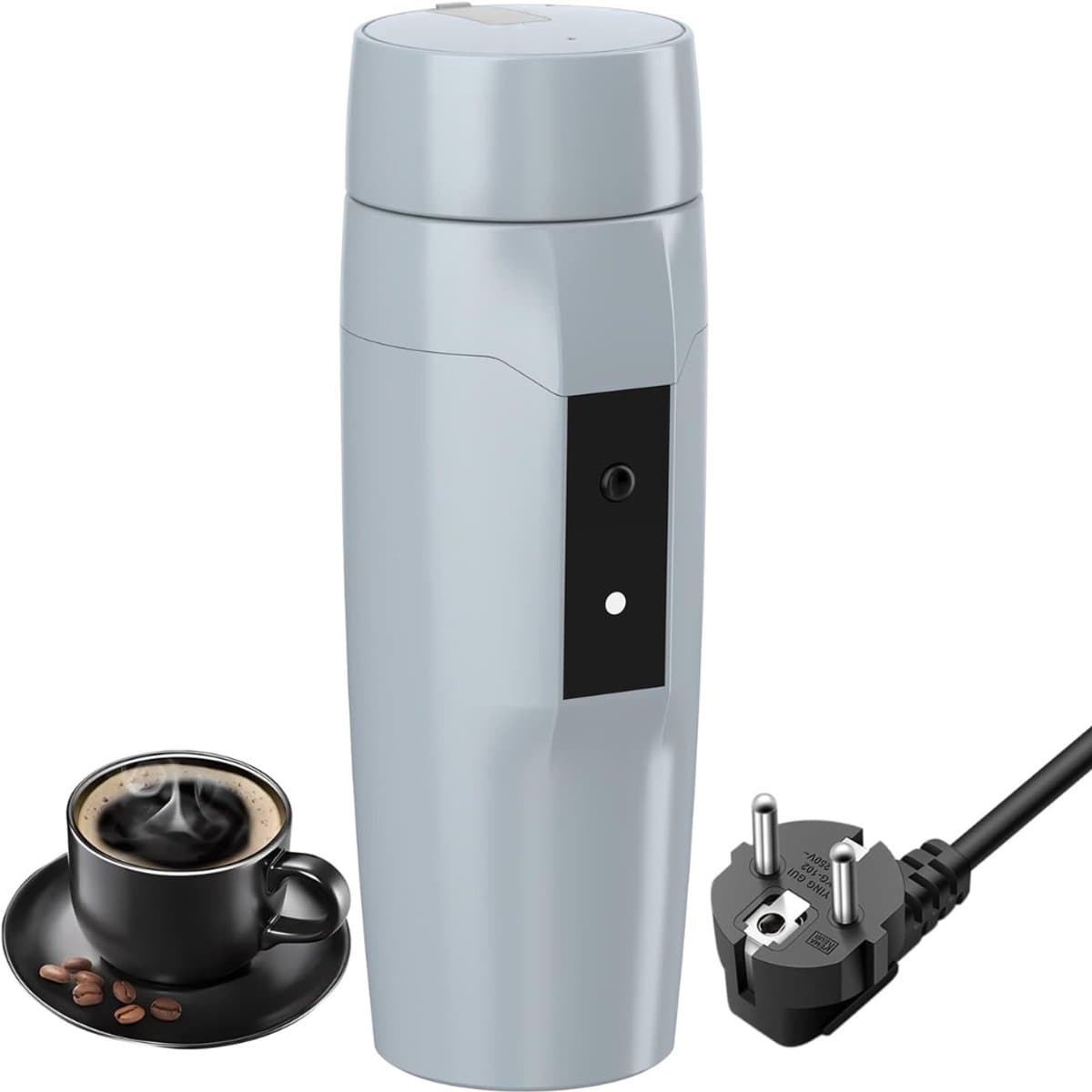 MIRA® Draagbare Waterkoker – 350 ML - Mini Waterkoker - Portable Reis Waterkoker - Lichtgrijs - 22cm x 9cm x 9cm