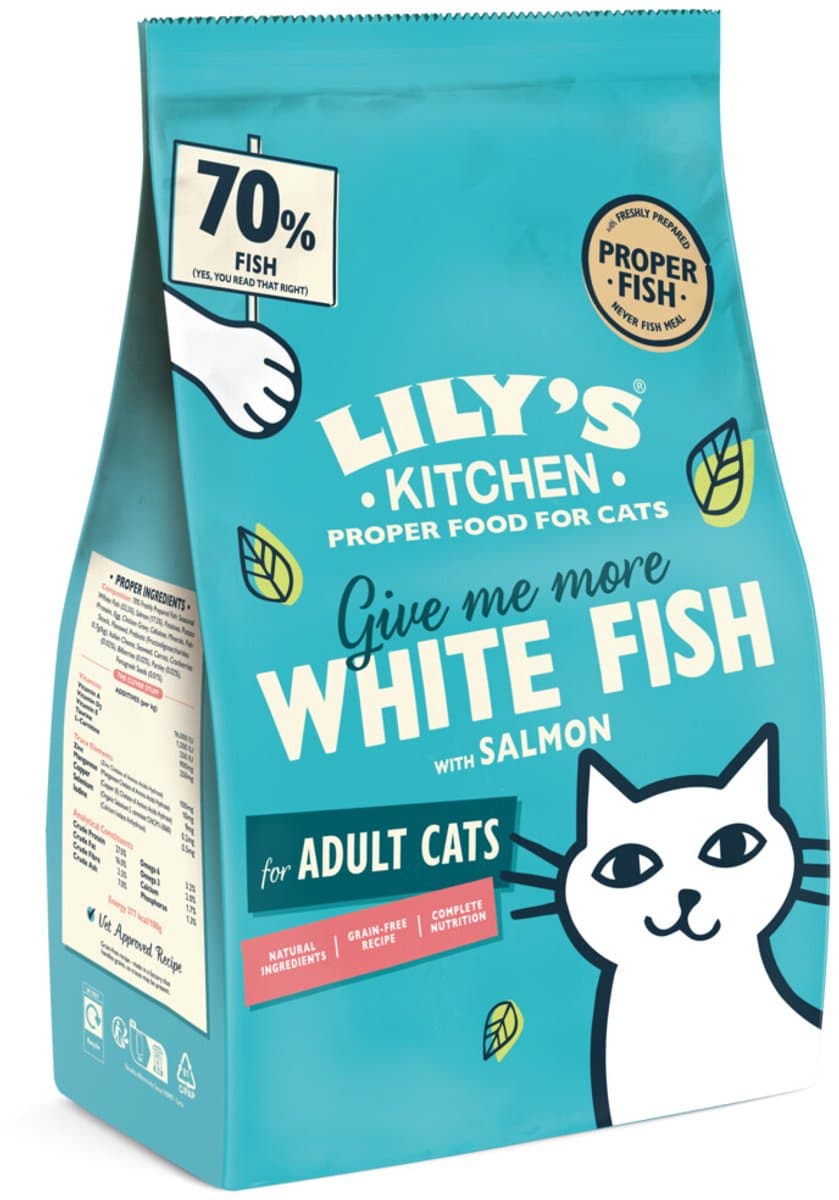 Lily's Kitchen Kattenvoer Droog Adult Witvis & Zalm - 2 x 2 kg - Voordeelverpakking