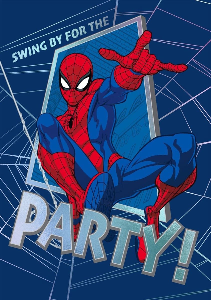 Wenskaart hallmark uitnodiging spiderman 6 stuks