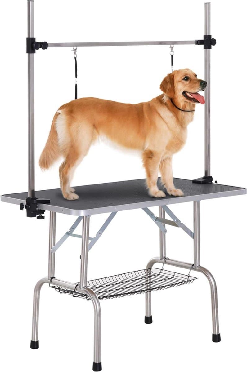 Thuys – Trimtafels Voor Honden – Trimtafel Met Aanlijnoptie Kat – In Hoogte Verstelbaar – 107 x 60 x 170cm – Zwart