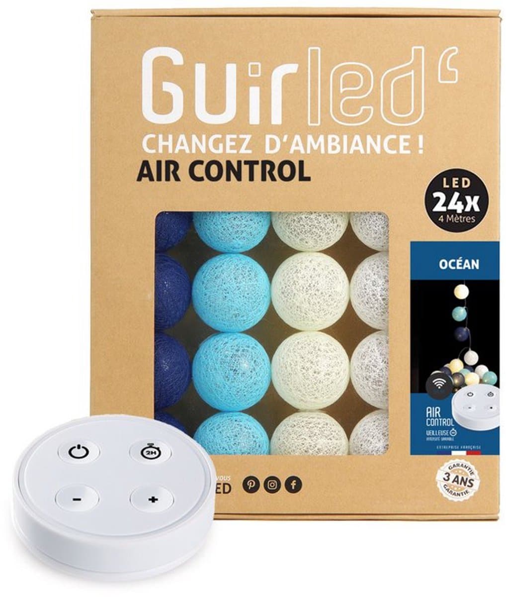 Ocean LED lichtsnoer met 24 katoenen decoratieve bollen - Guirled – USB – met afstandbediening - lampionnen - lichtslinger
