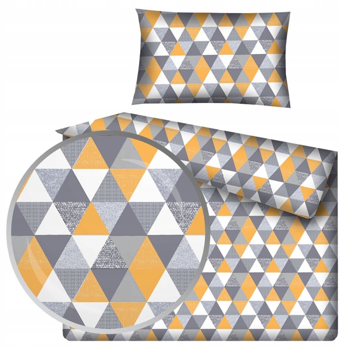 Kinderbeddengoed Katoen 100x135 cm - Geel Grijs Driehoeken