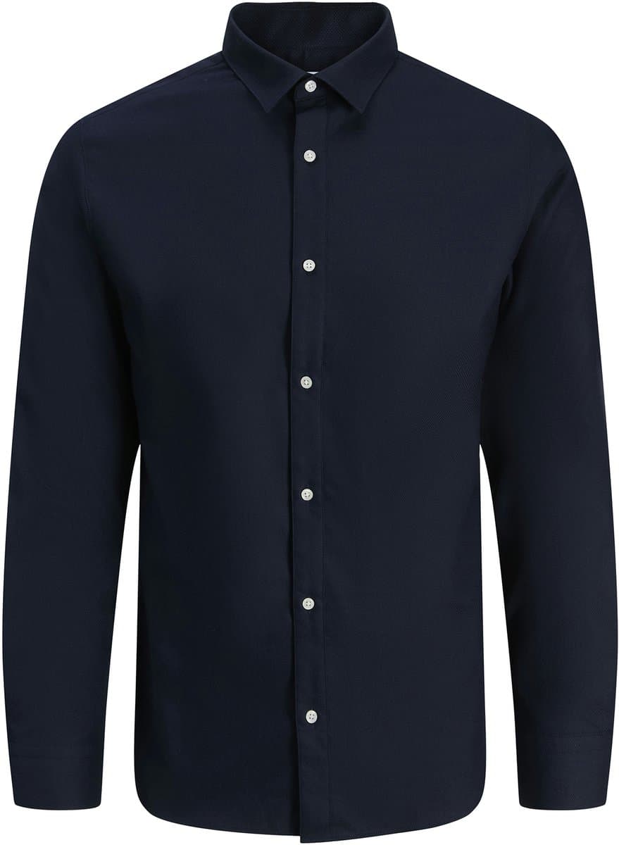 Jack & Jones - Heren Overhemden Joe Slim Fit Structure - Blauw - Maat XXL