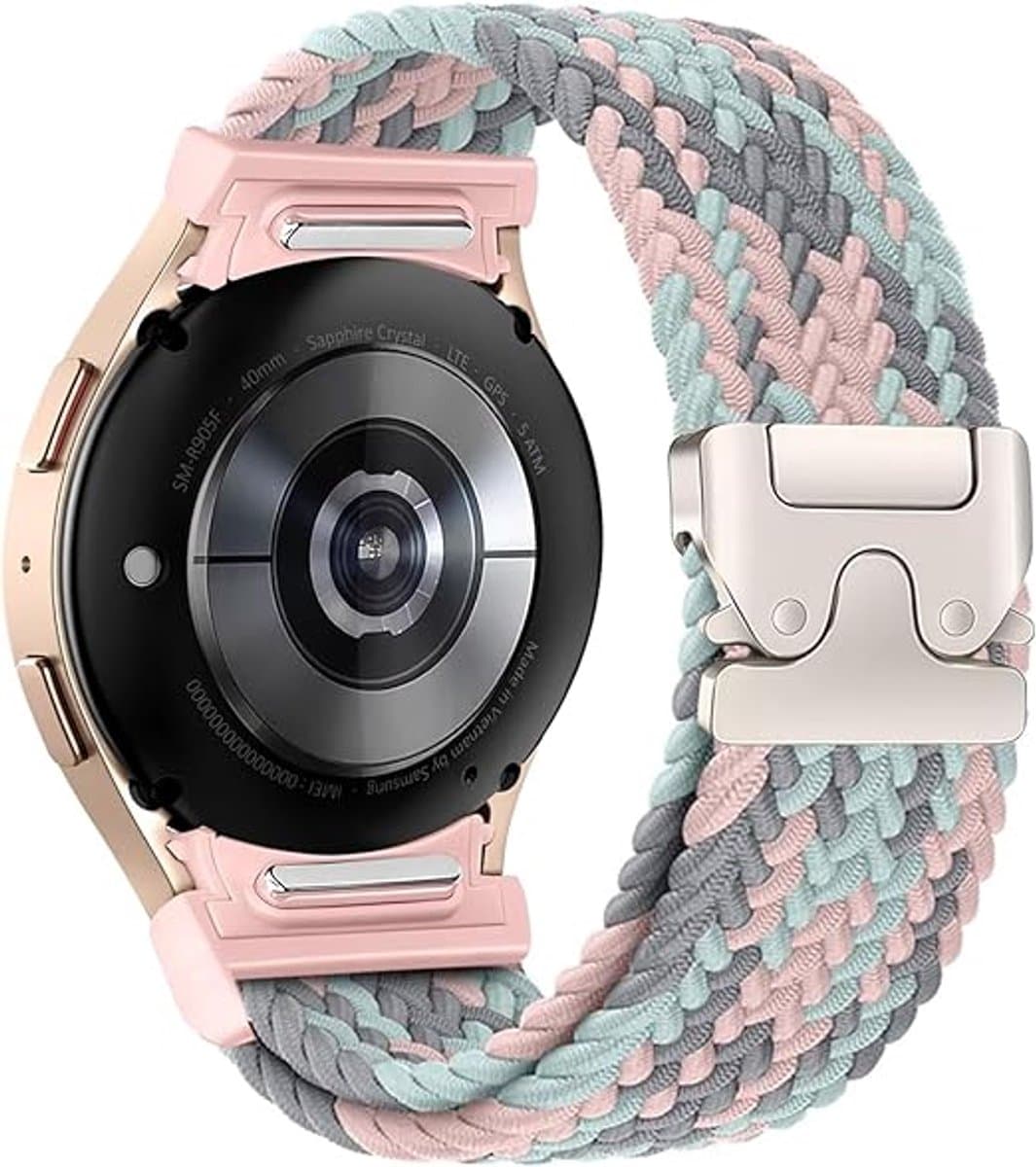 Geen Gap Nylon Gevlochten Band gescht voor Galaxy Watch 7/FE/6/5/4 40mm 44mm, Elastische Magnetische Gesp Band voor Galaxy Watch 6 Classic/4 Classic/5 Pro Herren Damen
