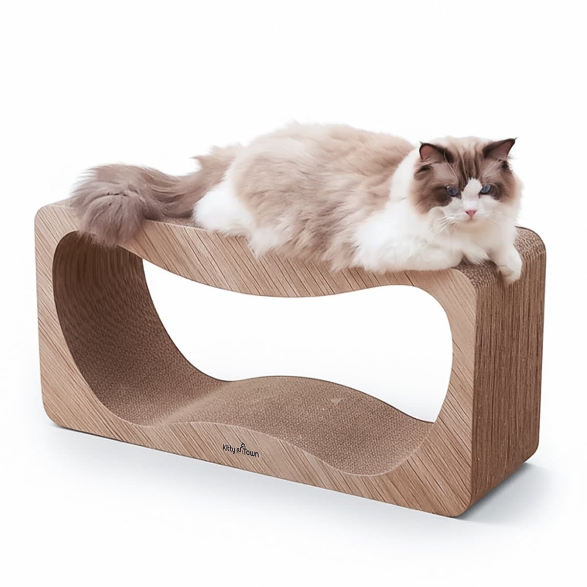 Kitty Town Luna Extra Large - Krabkarton Sofa Licht Eiken - Krabmeubel - Krabplank - Krabmat - Krabpaal karton - 74x36x24cm