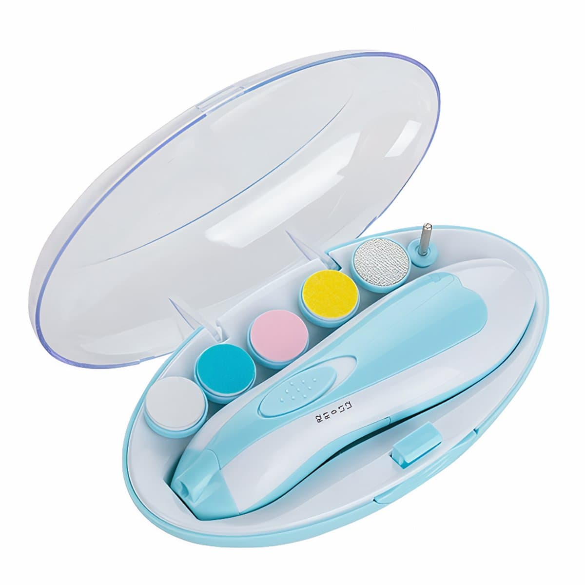 QTTVBTNA - Baby Elektrische Nagelvijl - Baby Nagelverzorging - Veilig & Stil - Voor Baby & Volwassene - Baby Cadeau - Met LED Lampje - Blauw - 1 stuk