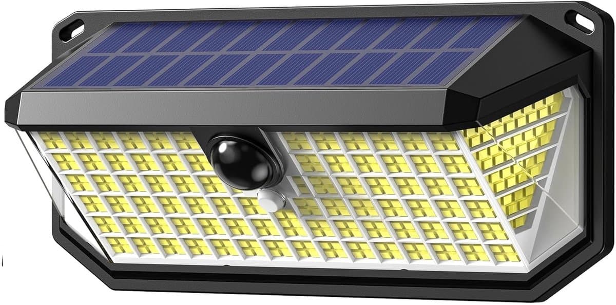 Sounix Buitenlamp met bewegingssensor op zonne energie - 416 LEDs, 300° hoek & 3 lichtstanden - Waterdicht - 1 stuk