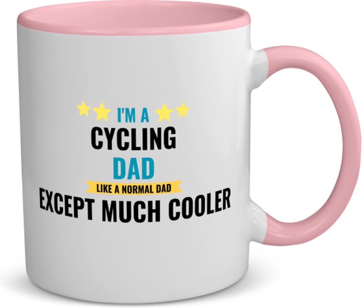 Akyol - i'm a cycling dad like a normal dad except much cooler koffiemok - theemok roze - Papa - vader die houdt van fietsen - vader cadeautjes - vaderdag - verjaardagscadeau - verjaardag - cadeau - geschenk - kado - vader artikelen - 350 ML inhoud