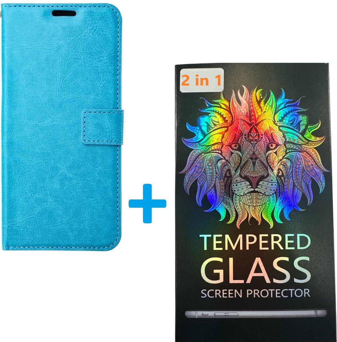Portemonnee Book Case Hoesje + 2x Screenprotector Glas Geschikt voor: Nokia 8.3 - Turquoise