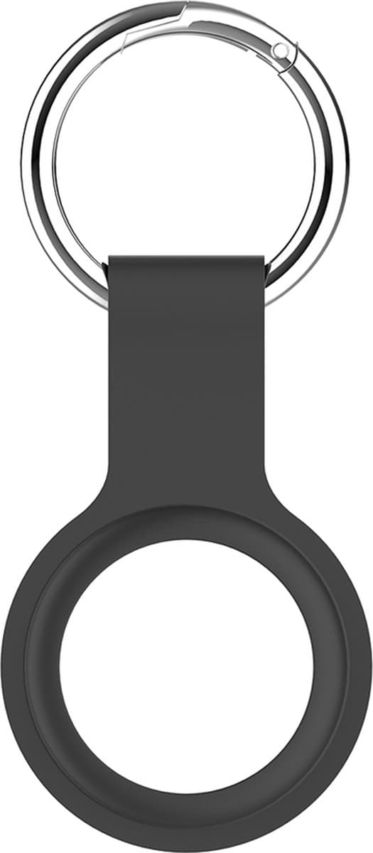 Moveteck AirTag Sleutelhanger Kunstleer Hoesje voor Apple Air-tag - Hanger voor Air-Tag - Case voor Air-Tag - Zwart