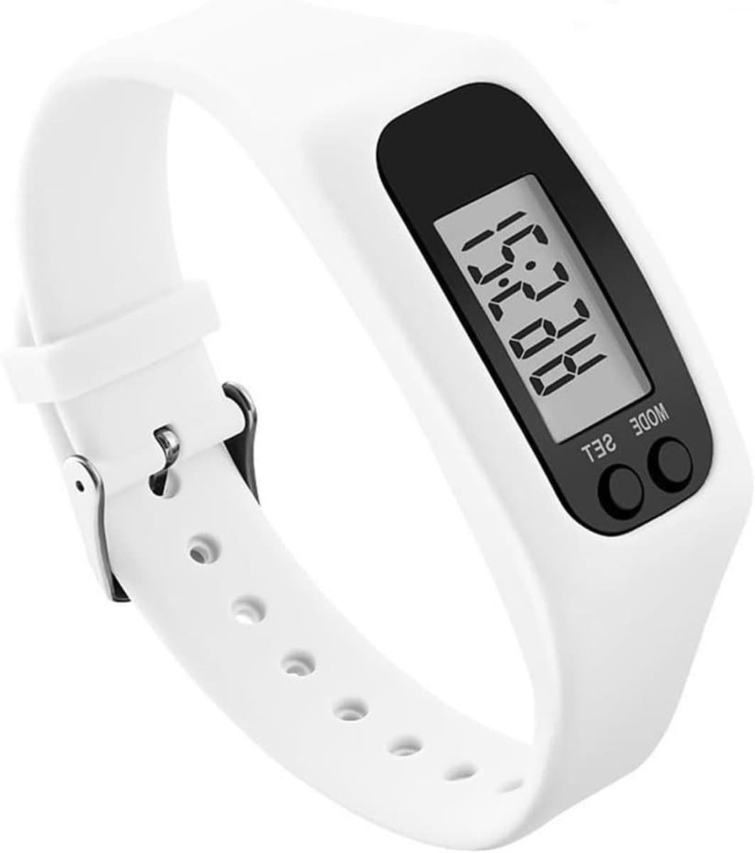 Stappenteller - Fitness tracker - Activiteit meten - Groot display - 250 x 27 x 45 mm - Wit