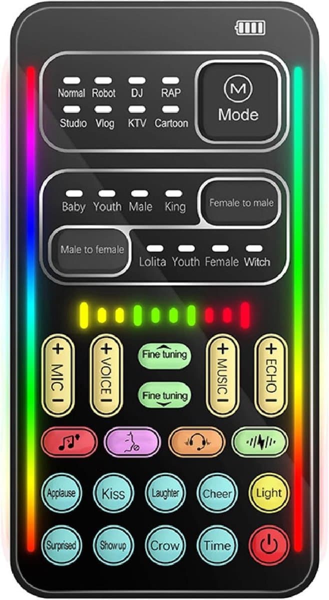Handheld Stemveranderaar met 8 Geluidseffecten, Draagbare Geluidsmodulator voor PC, Mobiele Telefoon en Laptop